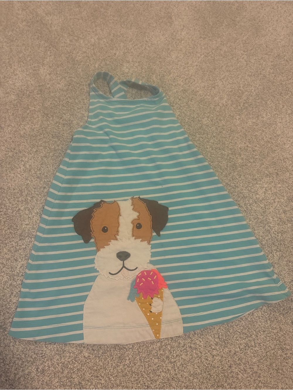 Mini Boden Teal and White Striped Tank Top